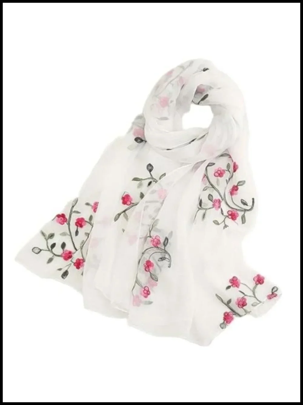 Chiffon Lightweight Embroidered Fashion Scarf Wrap Shawl